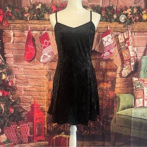 Black Velvet Spaghetti Strap Dress